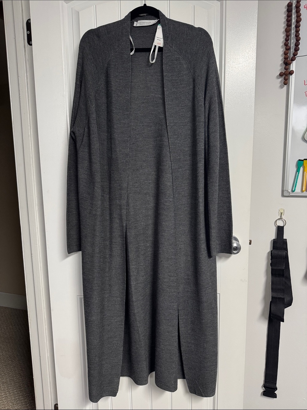 Simons Charcoal Long Open-Front Maxi Cardigan